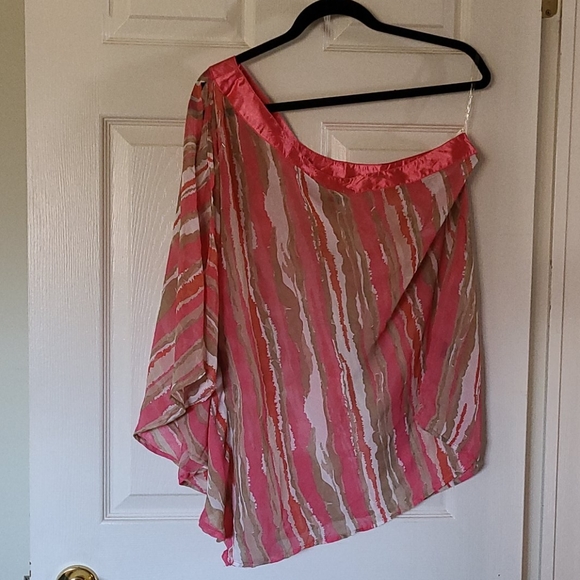 Ladies sheer one shoulder top - Picture 2 of 3